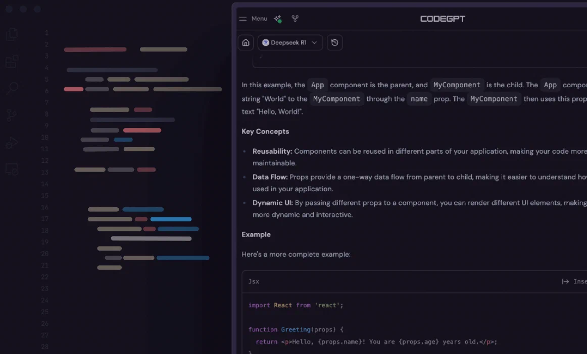 CodeGPT 侧栏中的模型选择与代码解释