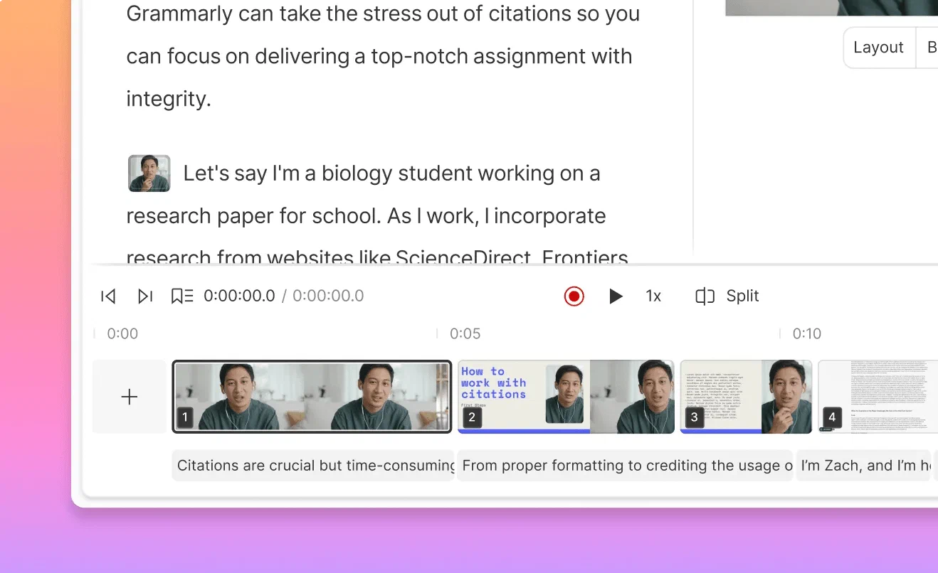Descript 文字稿、场景序列与播放控制